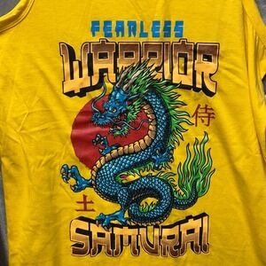 Faze 1 Tank Top Mens Small Yellow Fearless Warrior Samurai Dragon Graphic - NEW